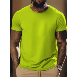 1pc/5Pcs Plus Size Men's Solid Casual T-shirt With Crew Neck For Summer, Men's Clothing