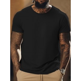 1pc/5Pcs Plus Size Men's Solid Casual T-shirt With Crew Neck For Summer, Men's Clothing