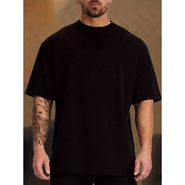1pc/5Pcs Plus Size Men's Solid Casual T-shirt With Crew Neck For Summer, Men's Clothing