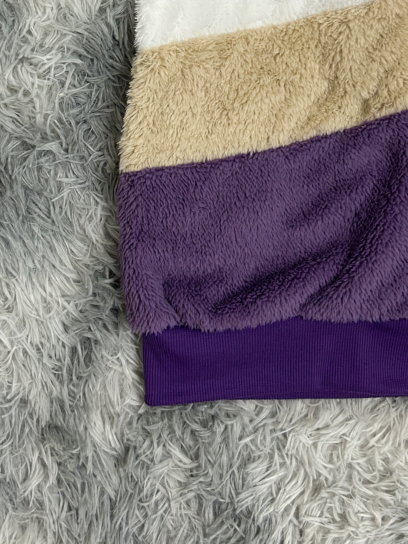 color block fuzzy hooded coat casual long sleeve winter warm outerwear womens clothing details 18