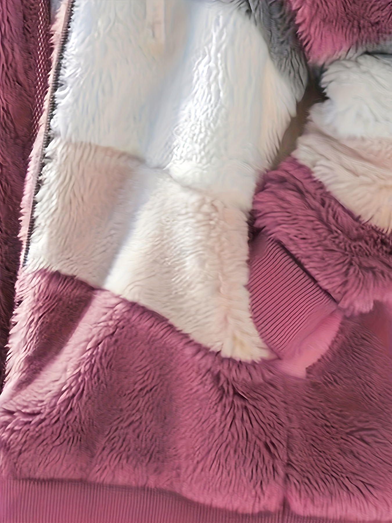 color block fuzzy hooded coat casual long sleeve winter warm outerwear womens clothing details 23