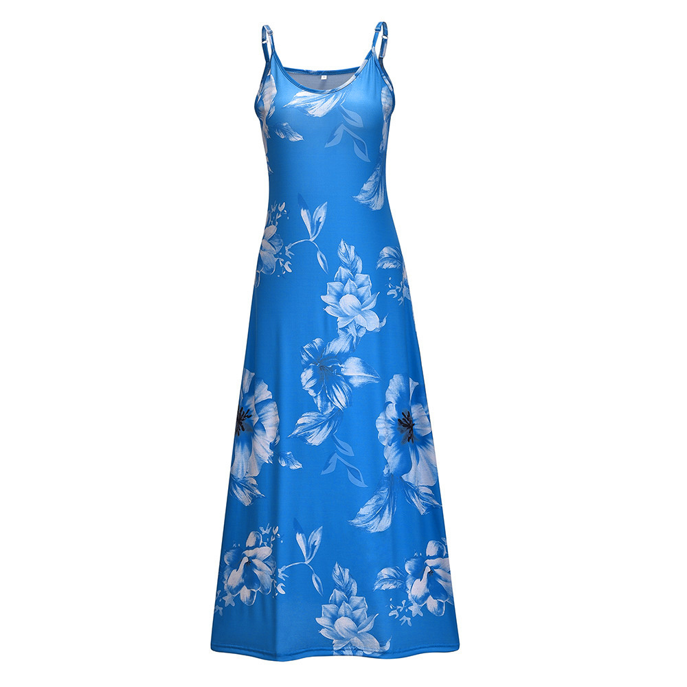 floral print spaghetti dress casual crew neck ankle cami dress womens clothing details 1