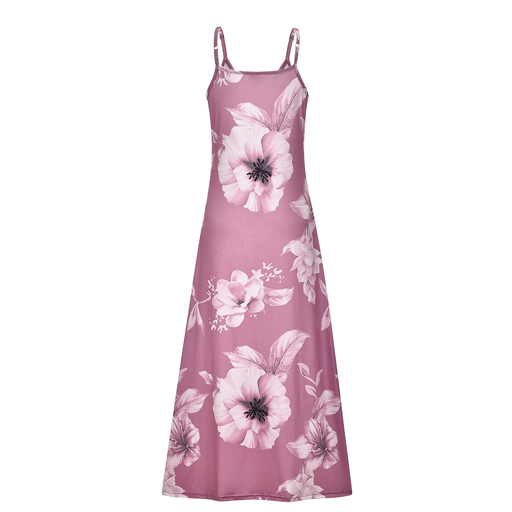 floral print spaghetti dress casual crew neck ankle cami dress womens clothing details 5