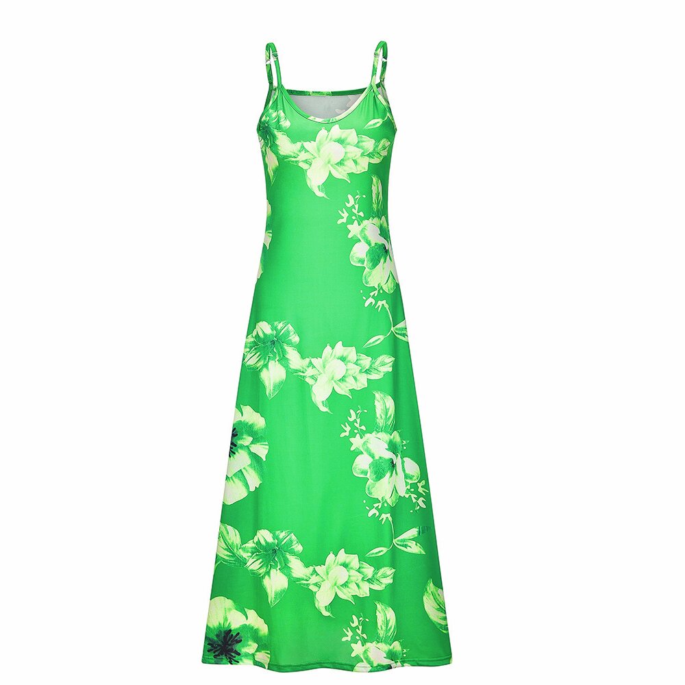 floral print spaghetti dress casual crew neck ankle cami dress womens clothing details 10
