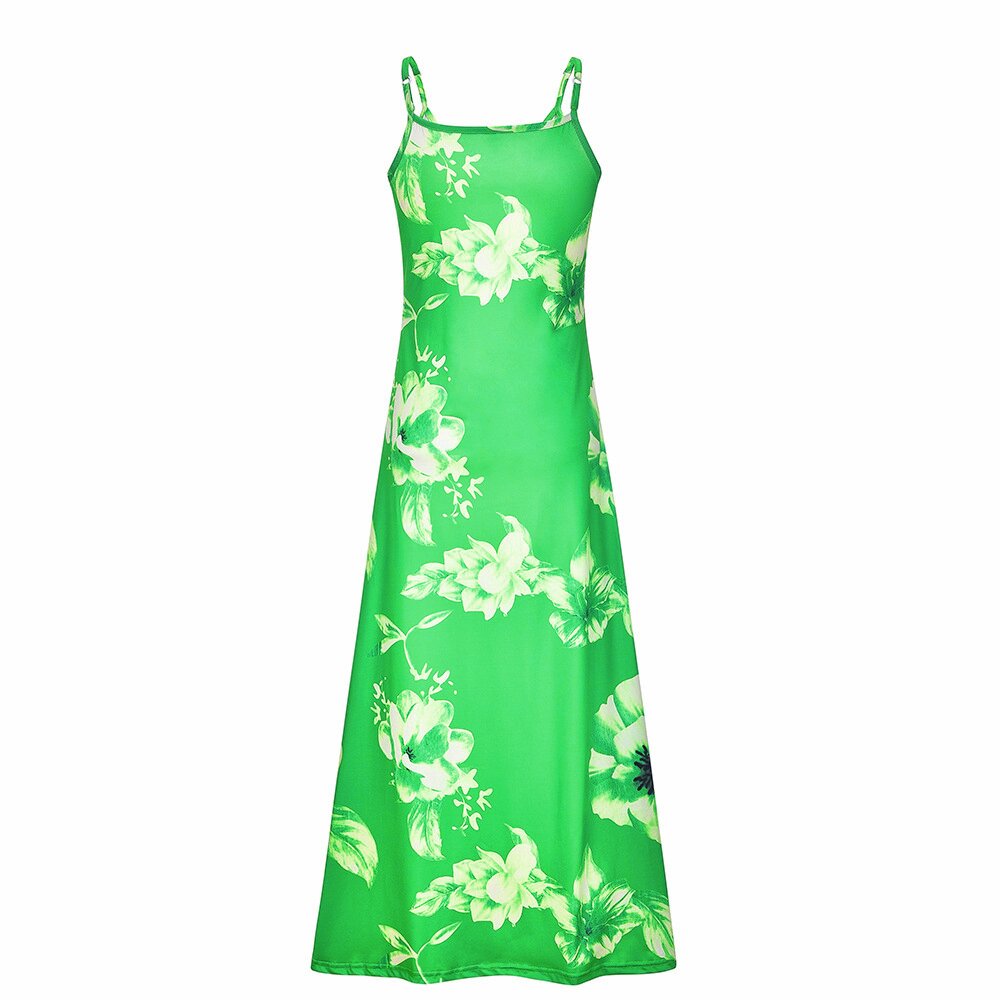 floral print spaghetti dress casual crew neck ankle cami dress womens clothing details 11