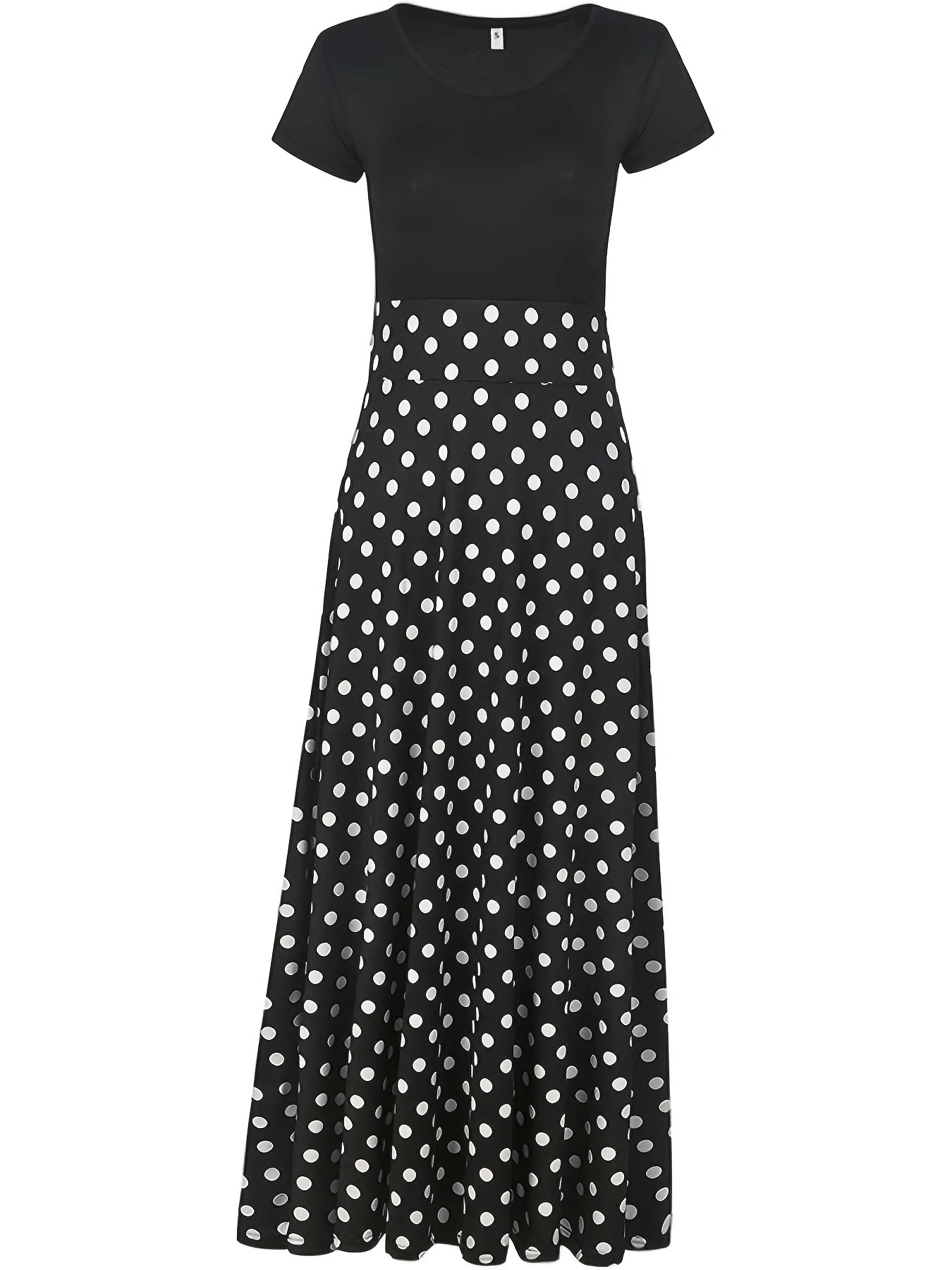 printed splicing crew neck dress elegant short sleeve slim waist pleated maxi dress womens clothing for elegant dressing details 8