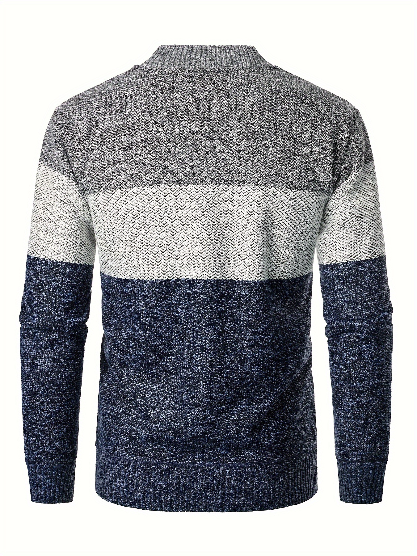 warm and thick fleece jacket for male mens casual comfy color block stretch zip up knit cardigan for winter and fall details 1
