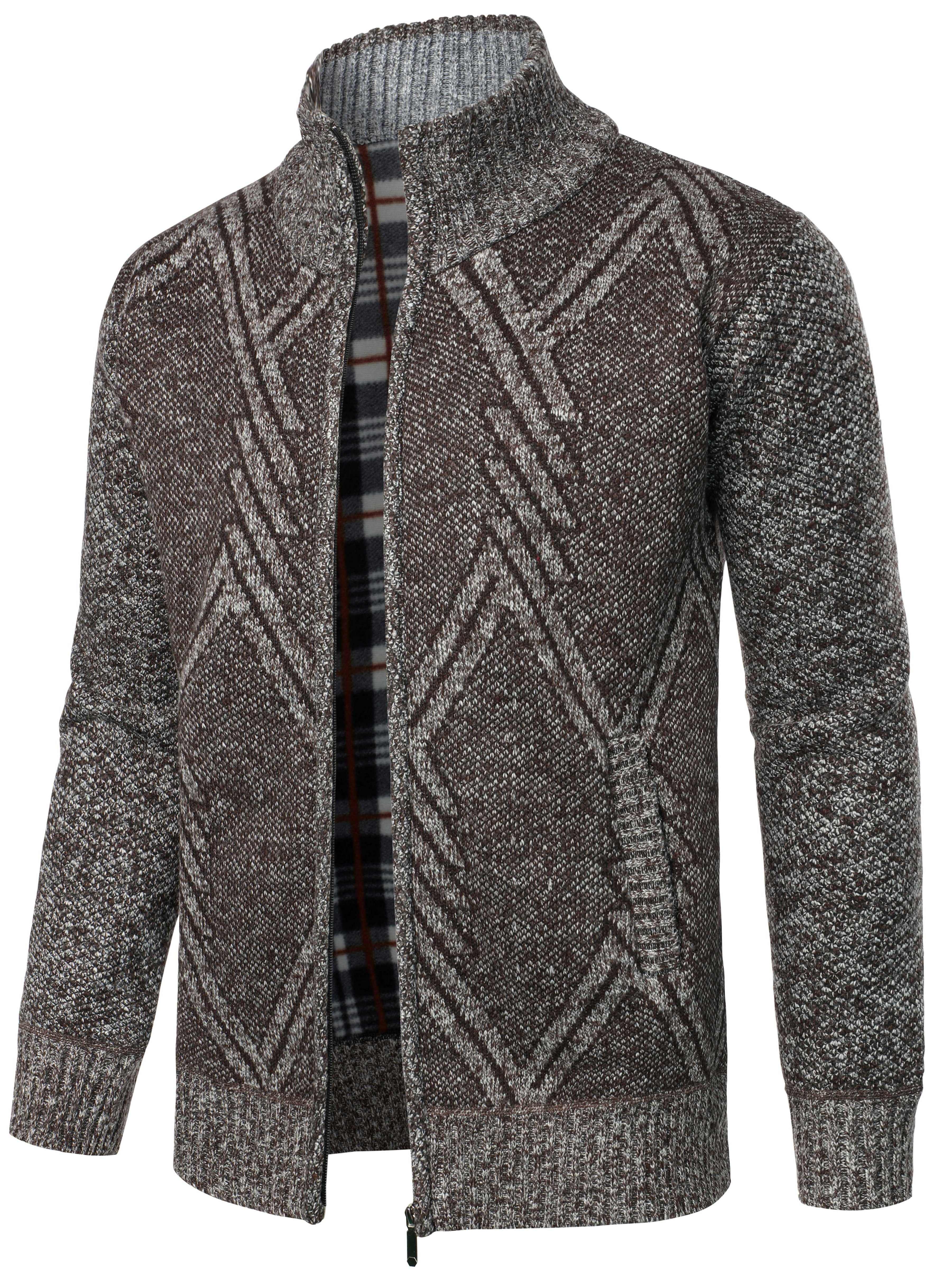 mens full zip up casual cardigan thermal regular sweater details 6