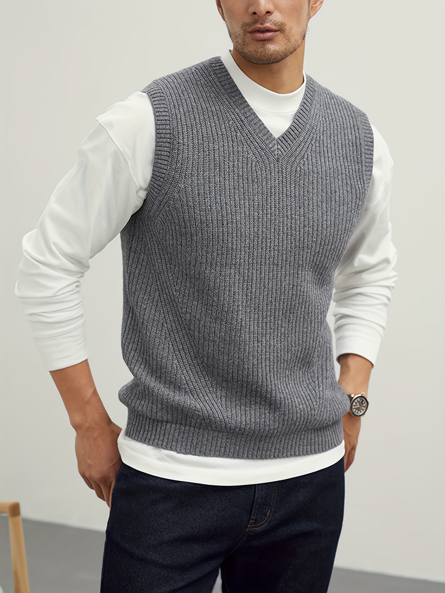 mens v neck sweater vest pullover solid color sleeveless sweaters vest details 25