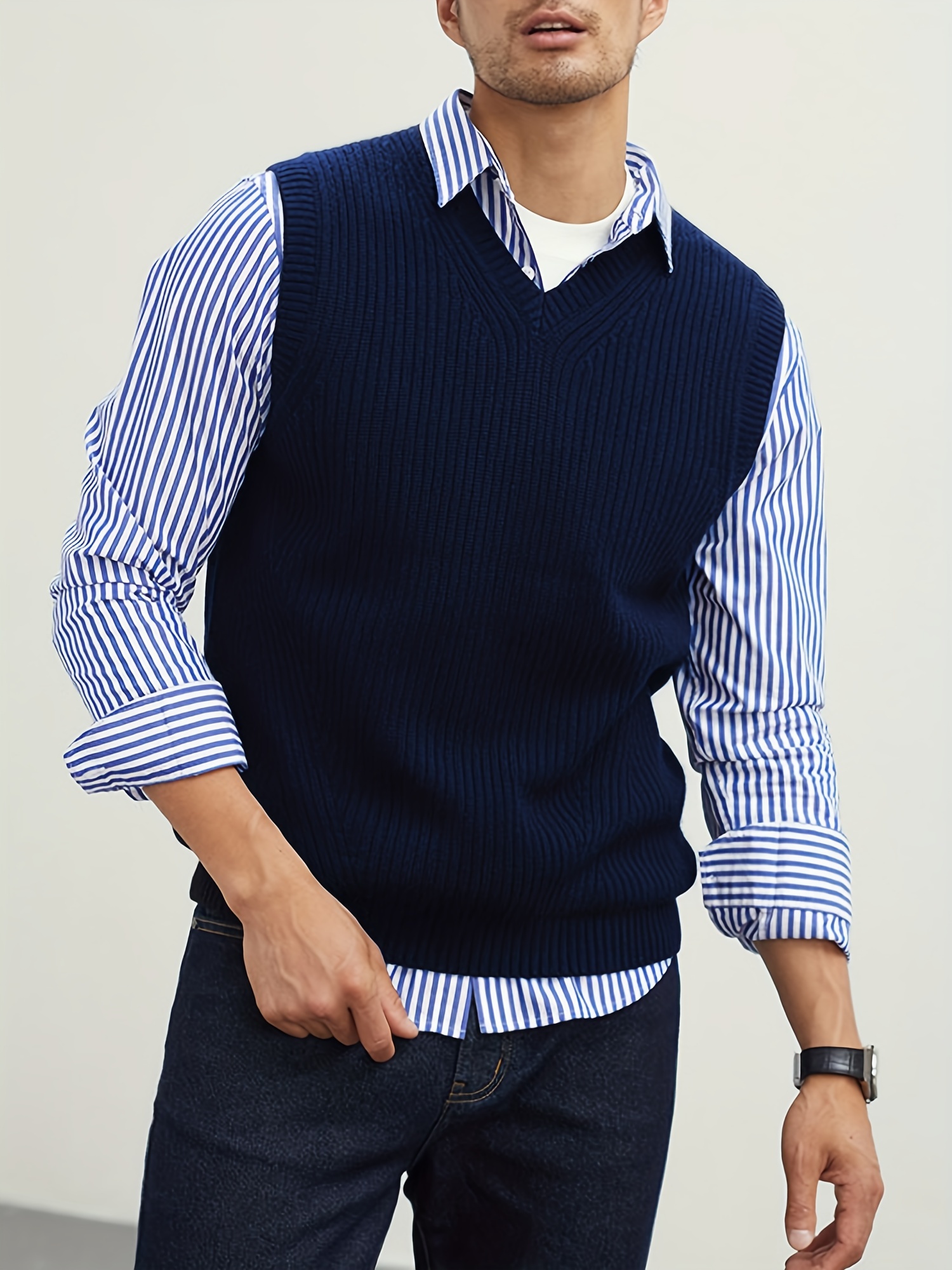 mens v neck sweater vest pullover solid color sleeveless sweaters vest details 34