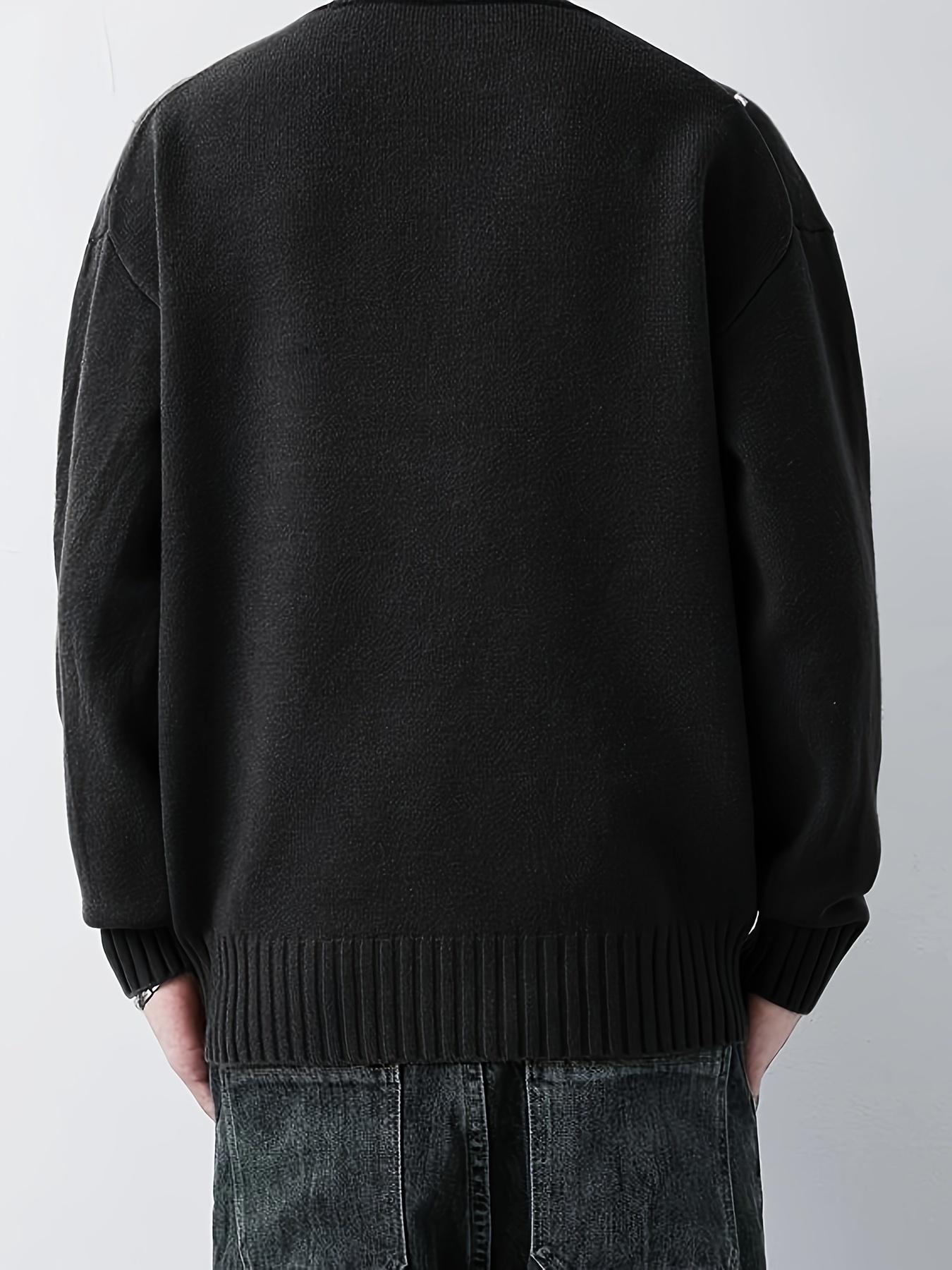 all match knitted sweater mens casual warm slightly stretch crew neck pullover sweater for details 4