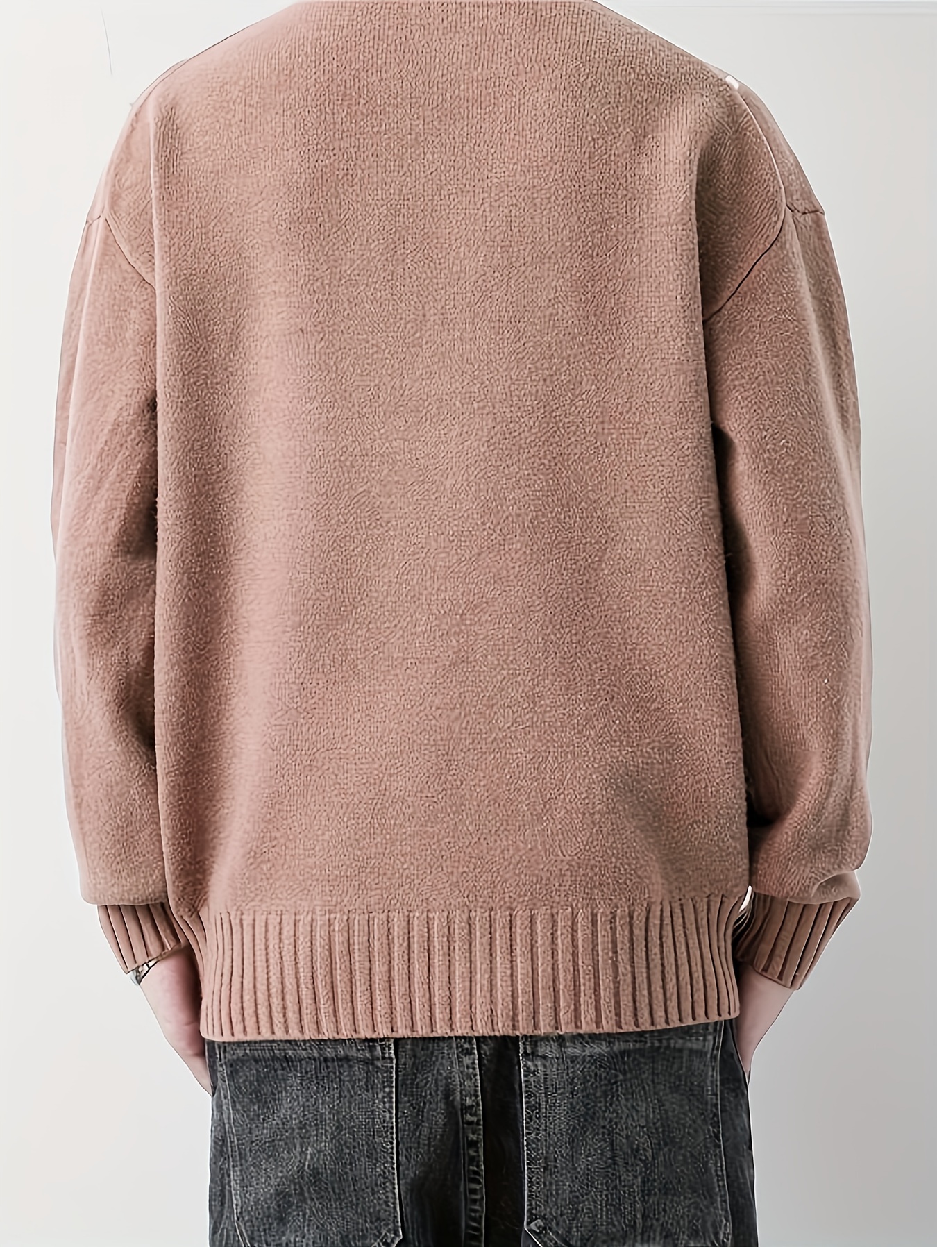 all match knitted sweater mens casual warm slightly stretch crew neck pullover sweater for details 7