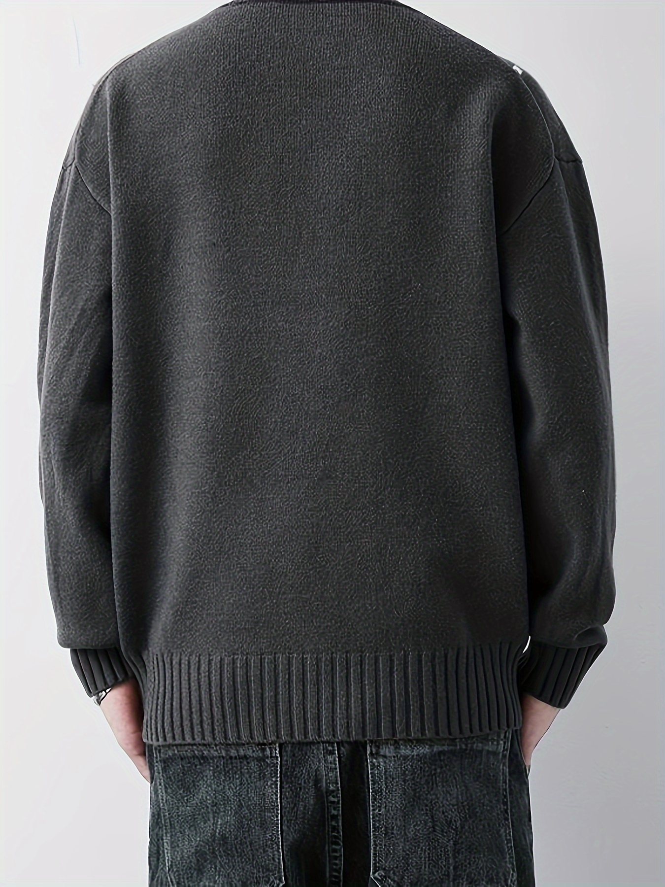all match knitted sweater mens casual warm slightly stretch crew neck pullover sweater for details 11