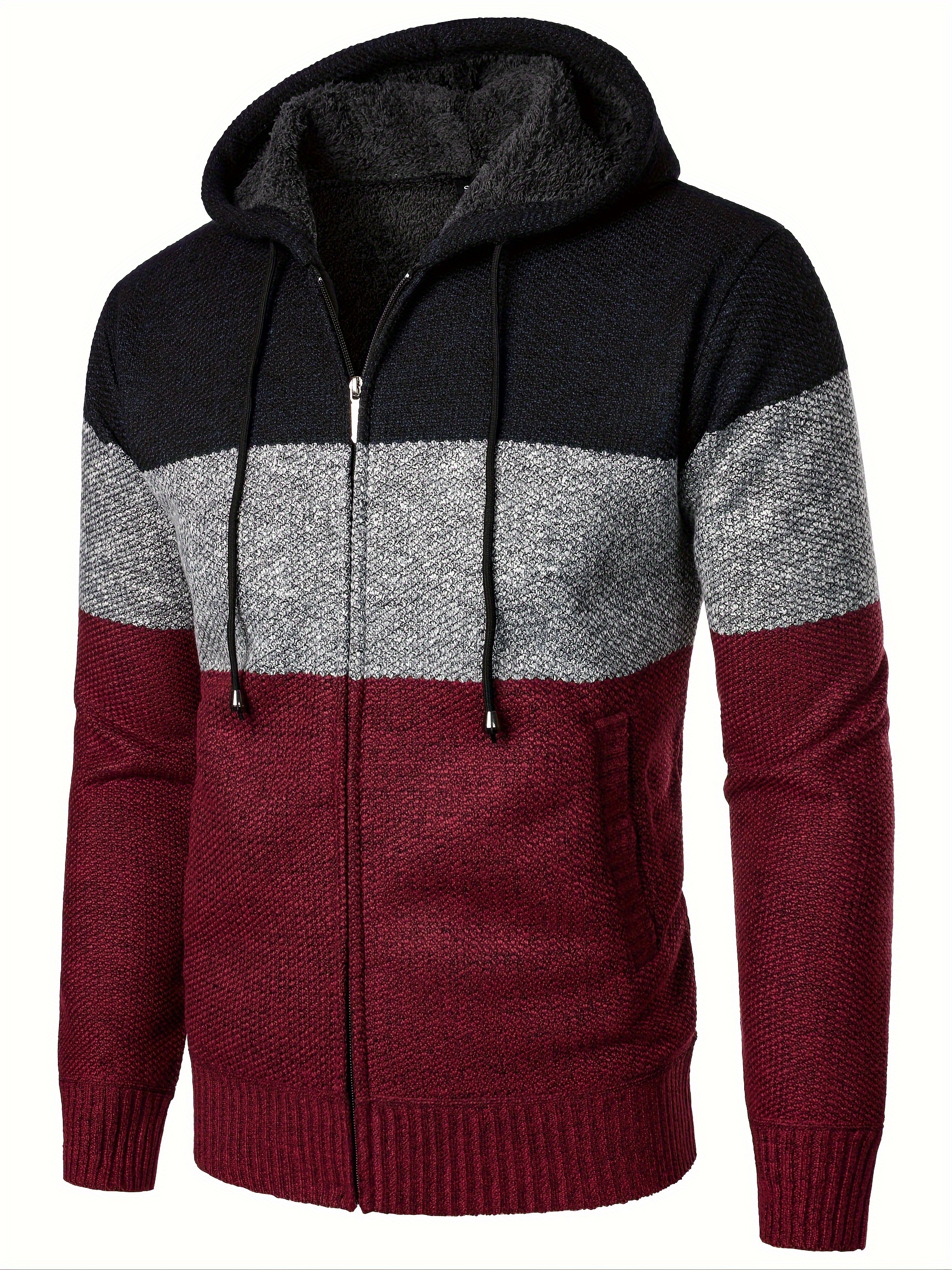 elegant slightly stretch fleece lined retro cardigan mens casual vintage style v neck full zip up cardigan sweater coat for details 1