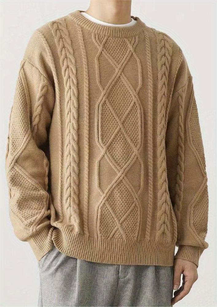 mens warm trendy knitted pullover sweater details 1