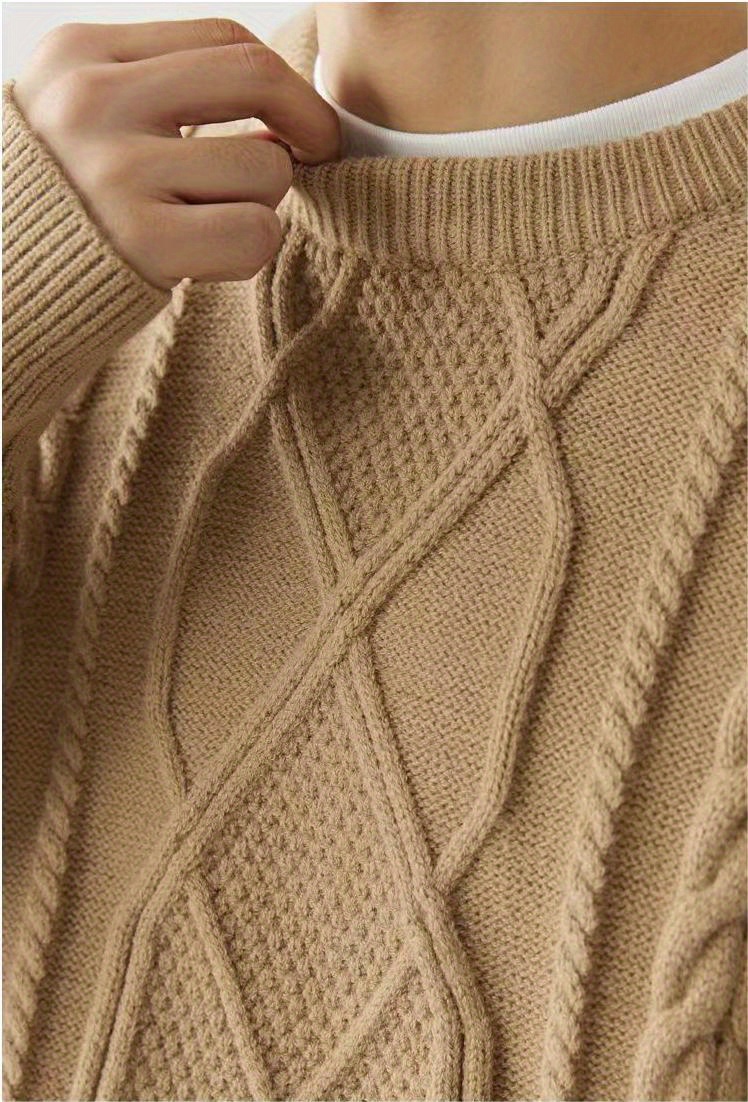 mens warm trendy knitted pullover sweater details 3
