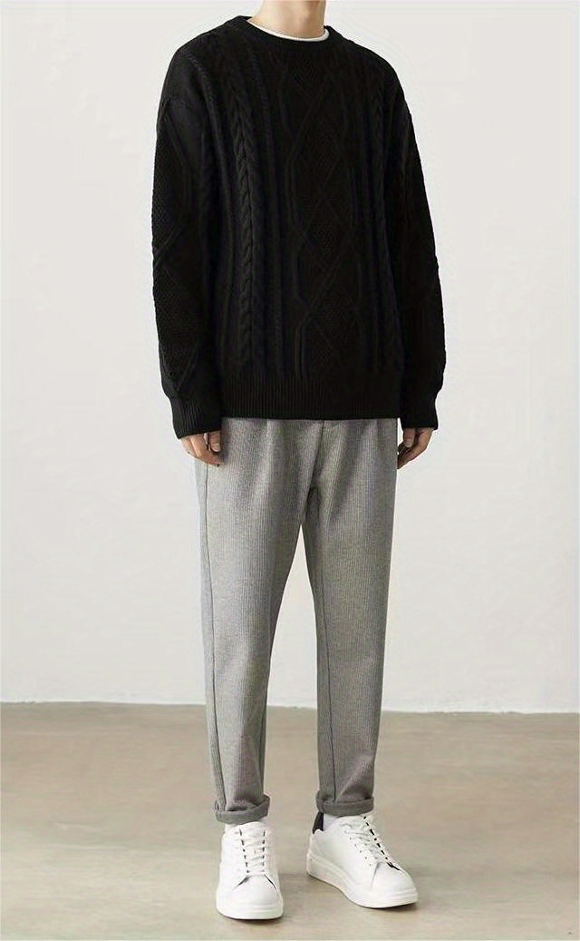 mens warm trendy knitted pullover sweater details 4