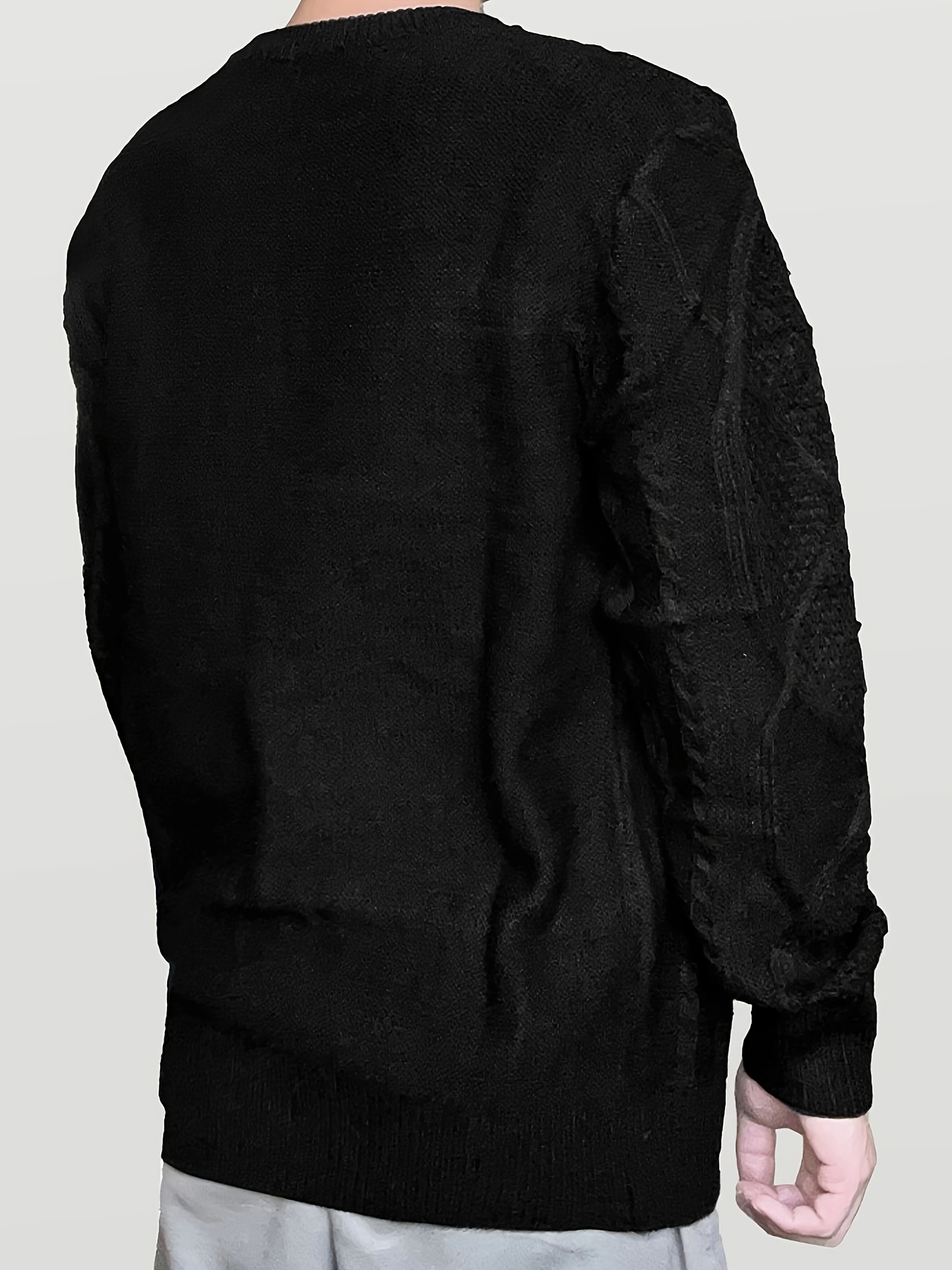 mens warm trendy knitted pullover sweater details 6