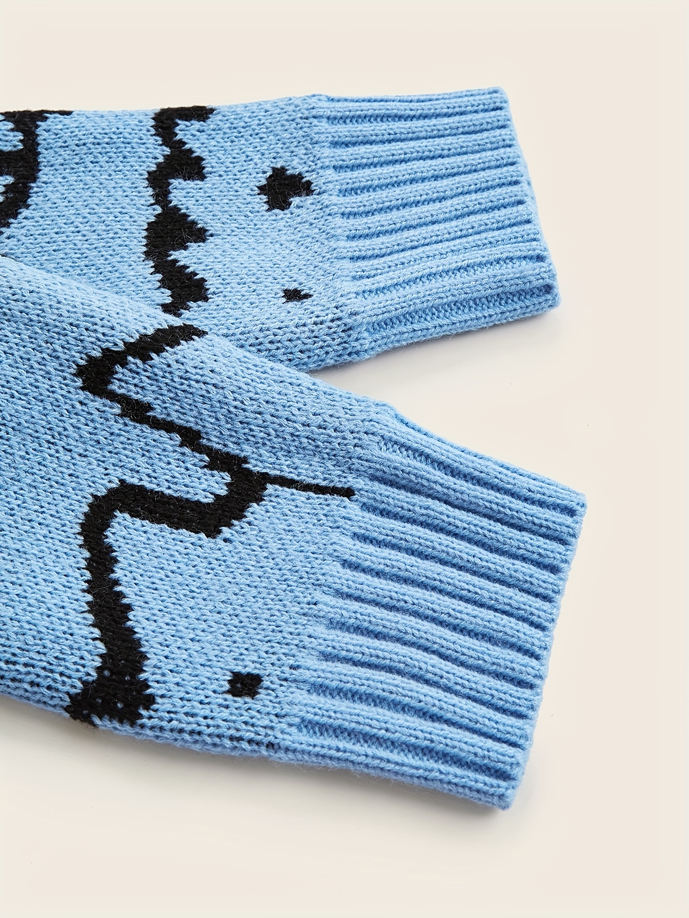 cute cats pattern knitted sweater mens casual warm slightly stretch crew neck pullover sweater for men details 1