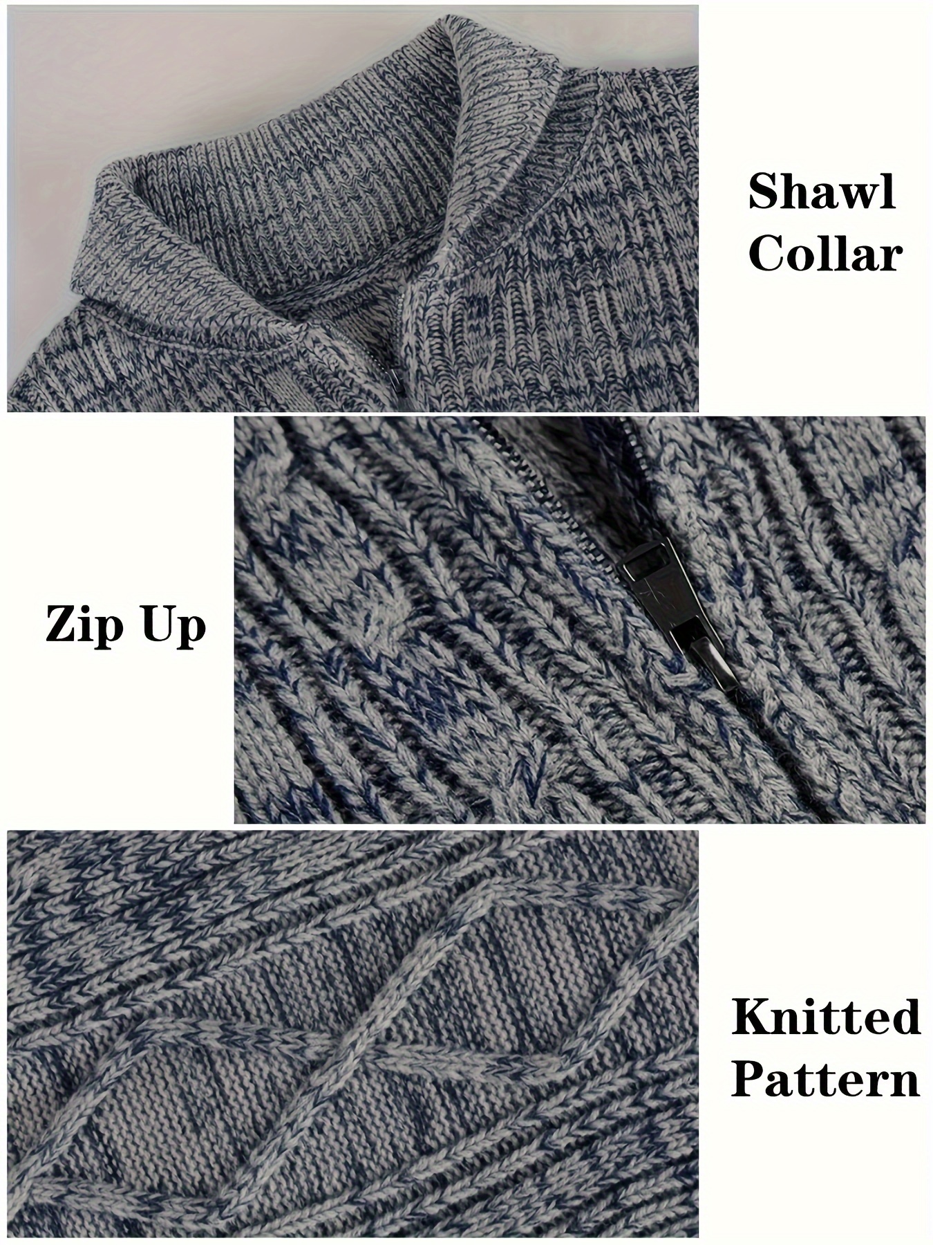 mens shawl neck cardigan sweater cable knit zip up closure with pockets winter jacket outerwear details 14