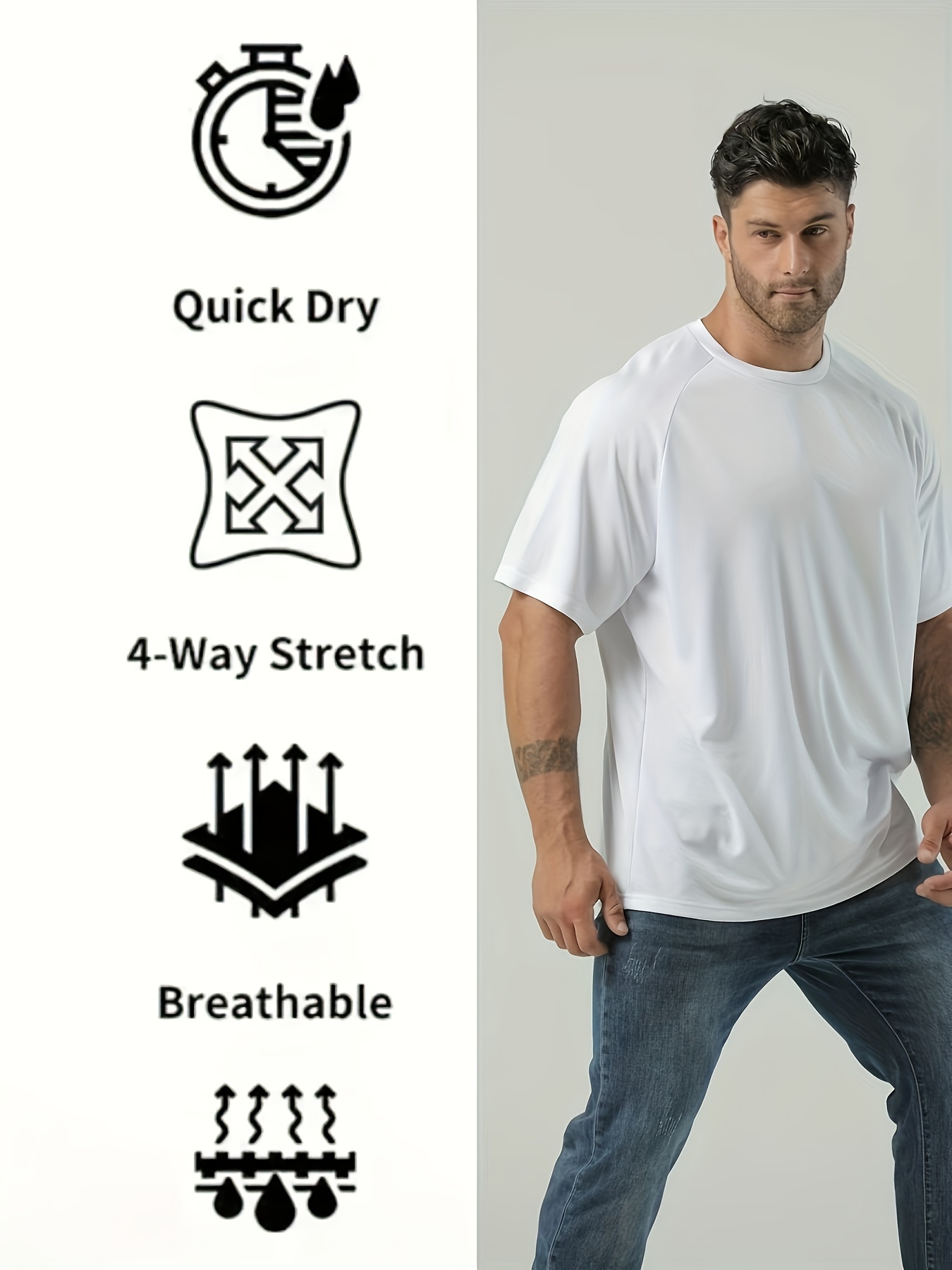 plus size mens breathable quick dry t shirt for sports mens clothing details 6