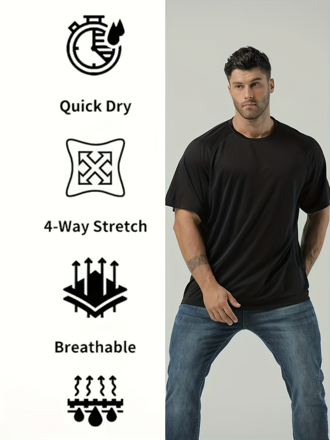 plus size mens breathable quick dry t shirt for sports mens clothing details 14