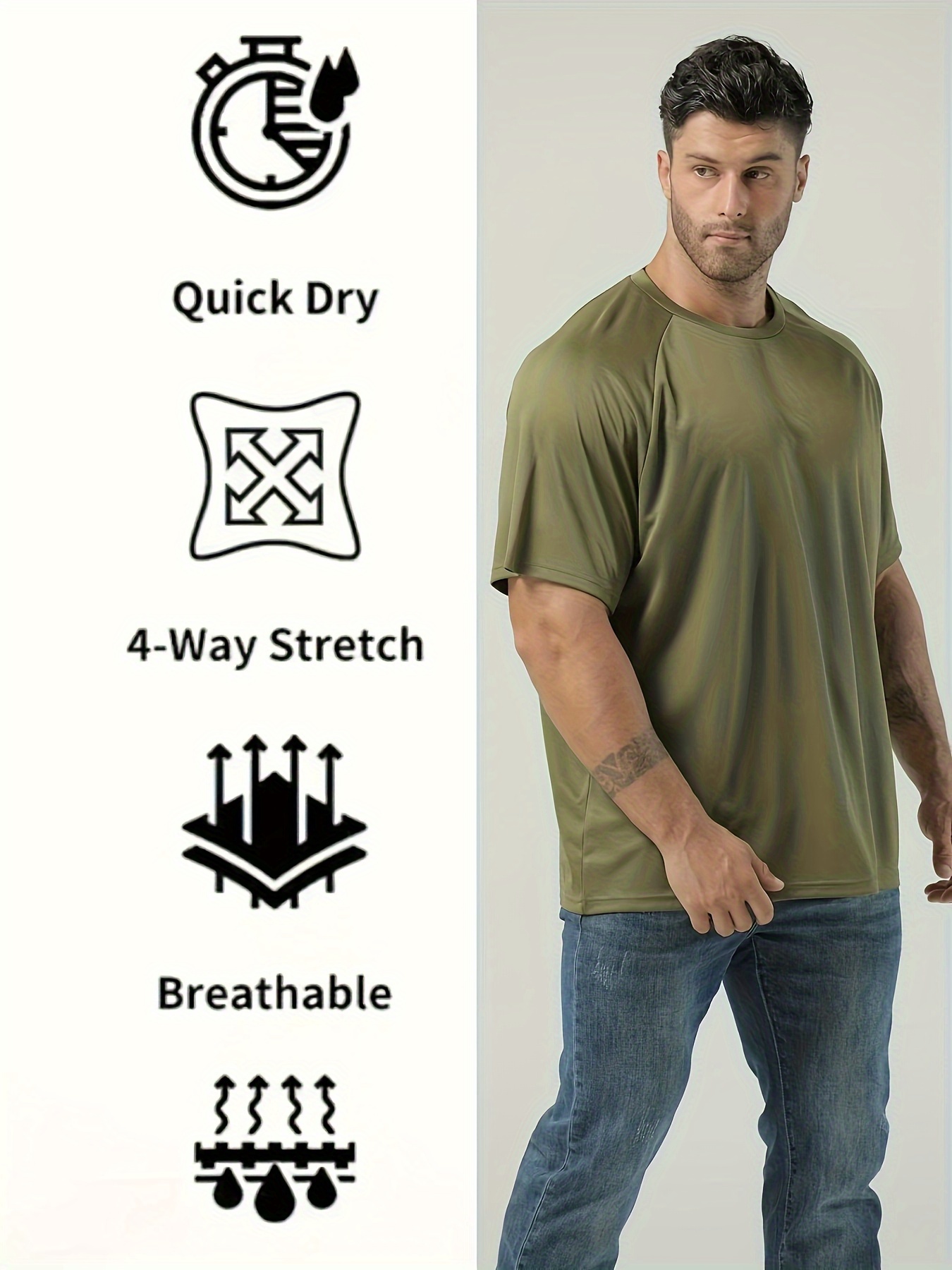 plus size mens breathable quick dry t shirt for sports mens clothing details 21