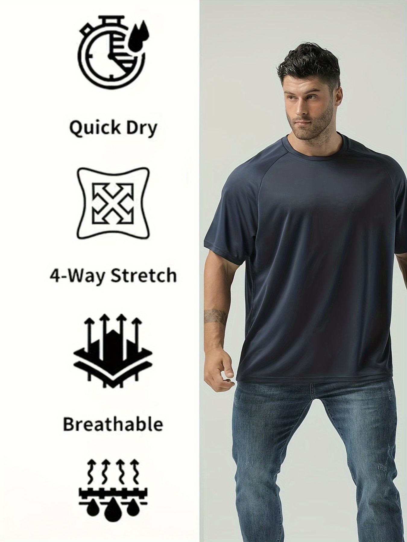 plus size mens breathable quick dry t shirt for sports mens clothing details 28