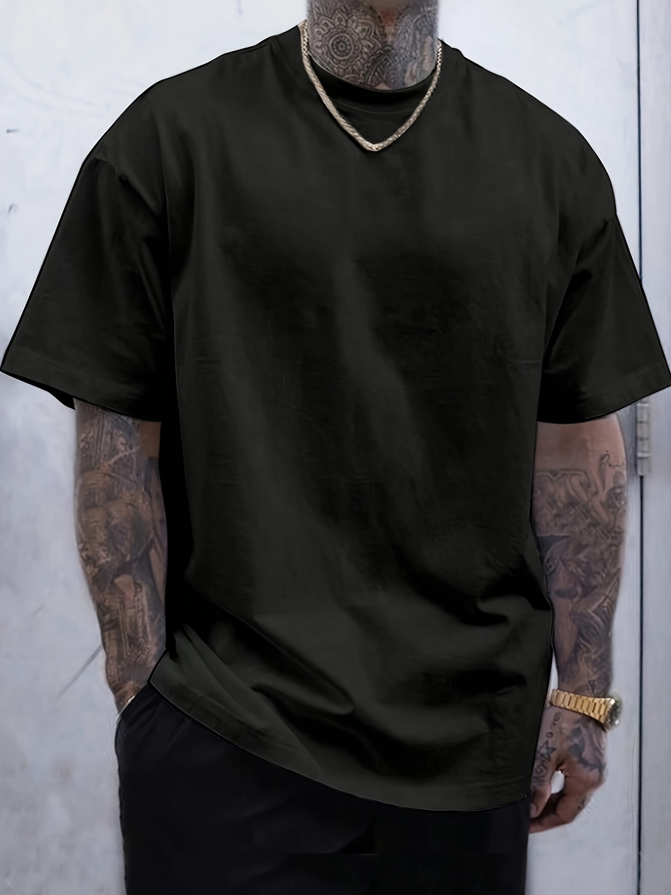 plus size mens solid t shirt for summer outdoor sports short sleeve tees for males details 0